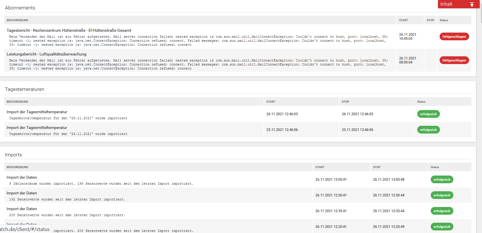 Abb. Statusmeldungen